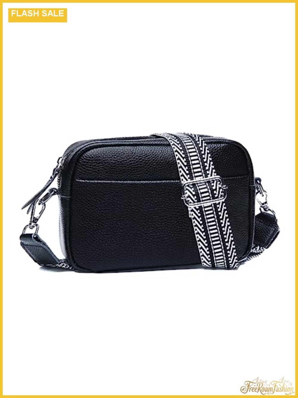 Genuine Leather Crossbody Bag Small Wide Strap Women Purse Handbag